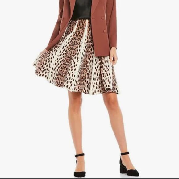 NWT Gianni Bini Leopard Print Pleated Knit Swing Skirt Cheetah Animal Print XS/S - Picture 11 of 12